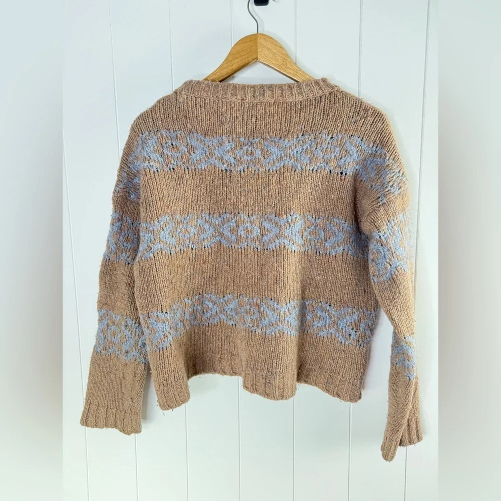Elsamanda Italy Wool & Mohair Cozy‎ Brown and Blue Patterned Sweater Italian L